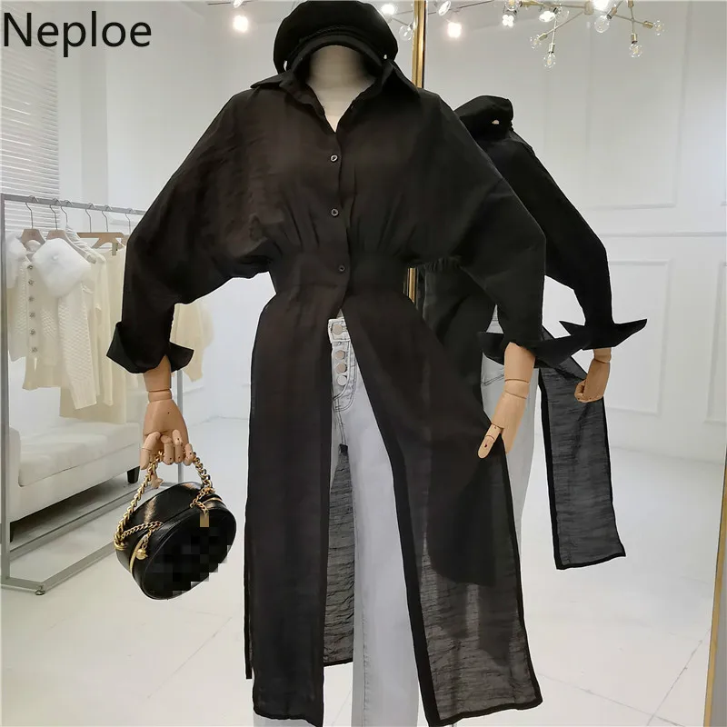 Neploe Твердые Женские топы лето 2019 Новая мода однобортный с длинным рукавом для