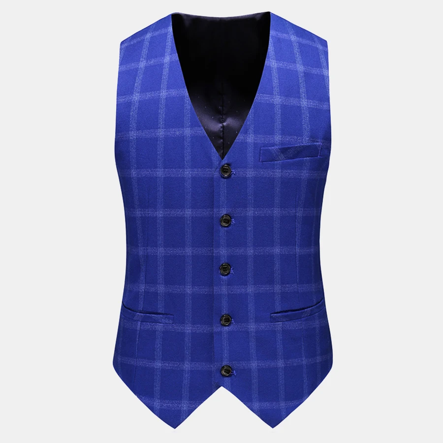 Мужской Клетчатый костюм с двумя кнопками из 3 предметов куртка высокого