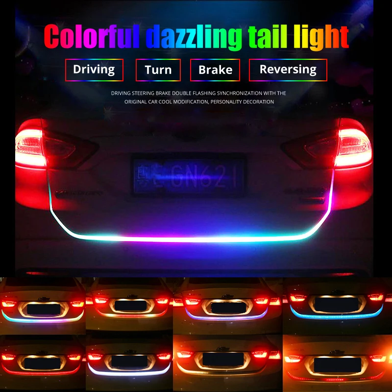 

So.k Car Led Car Styling Yellow Turn Signal Led Trunk Strip Light For Car Tail Trunk Led Tailgate Strip Flash Follow LED Light