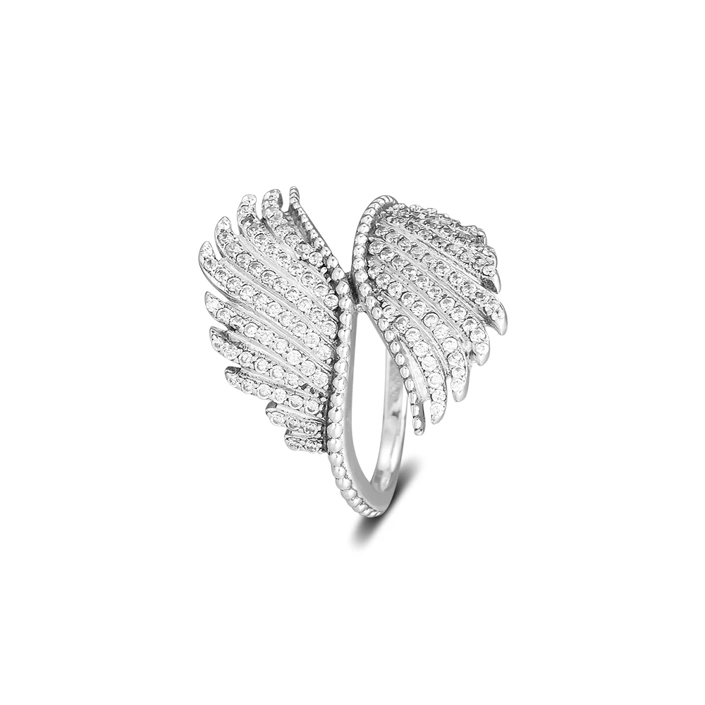 

CKK Ring Majestic Feathers Rings for Women Men Anillos Mujer Anel Bague Femme Wedding Engagement 925 sterling silver Jewelry