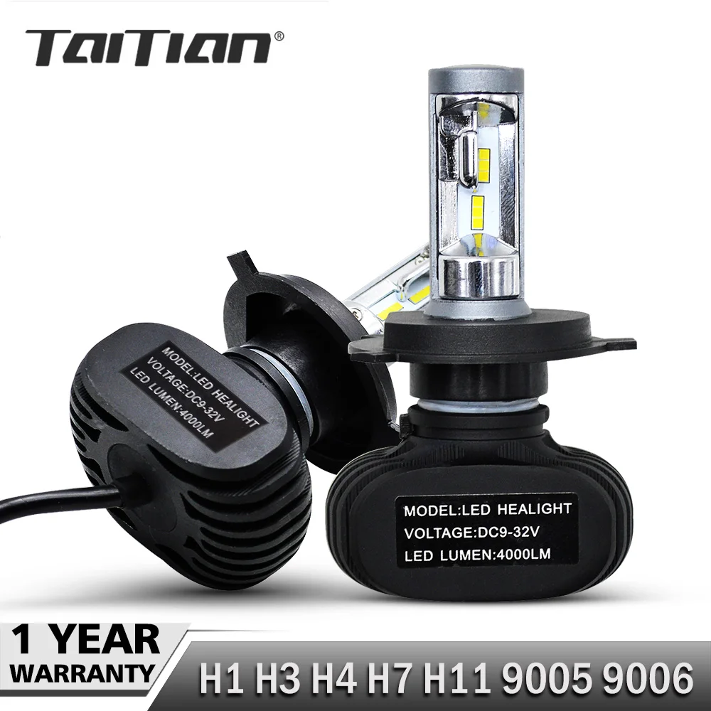 Taitian 2 шт. 50 Вт 8000LM CSP 6500 K 12 V 24 комплект светодиодный H7 патрон лампы H4 фар plug h1