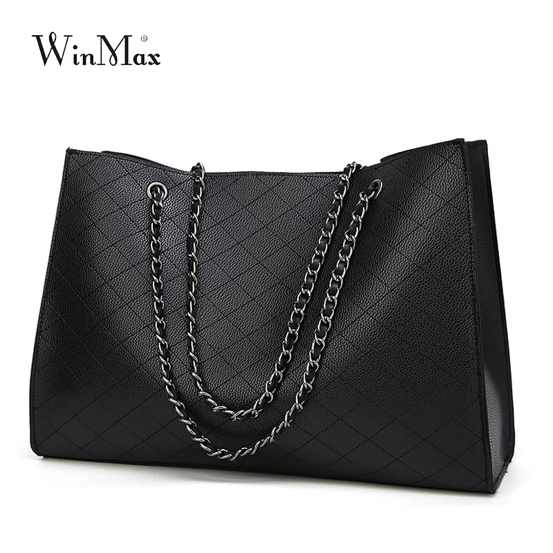 Winmax известный дизайнер Брендовые женские кожаные сумки большие Daimond решетка цепь