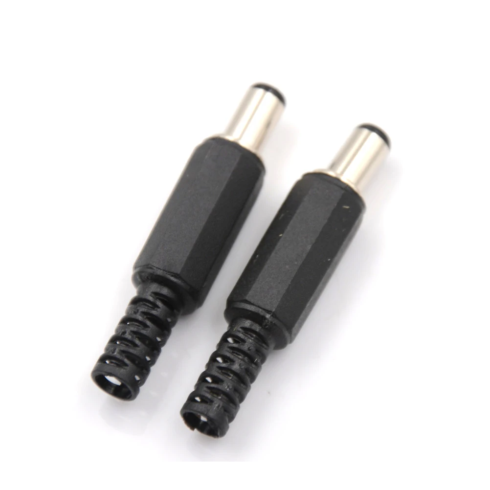 

10Pcs Male DC Power Plug Socket Jack Connector Black Plastic Cover 2.1mm x 5.5mm New Arrival