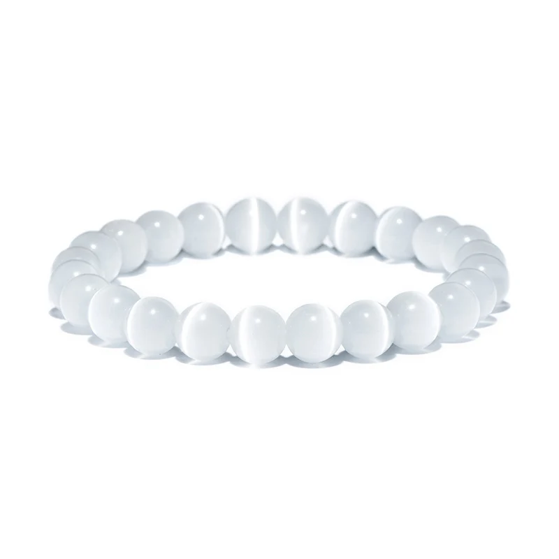 White Minimalist Natural Stone Beads Opal Bracelet 5 Color Women Girls Moonstone Braclet For Femme Armband Jewelry Gift Bijoux - Окраска металла: White