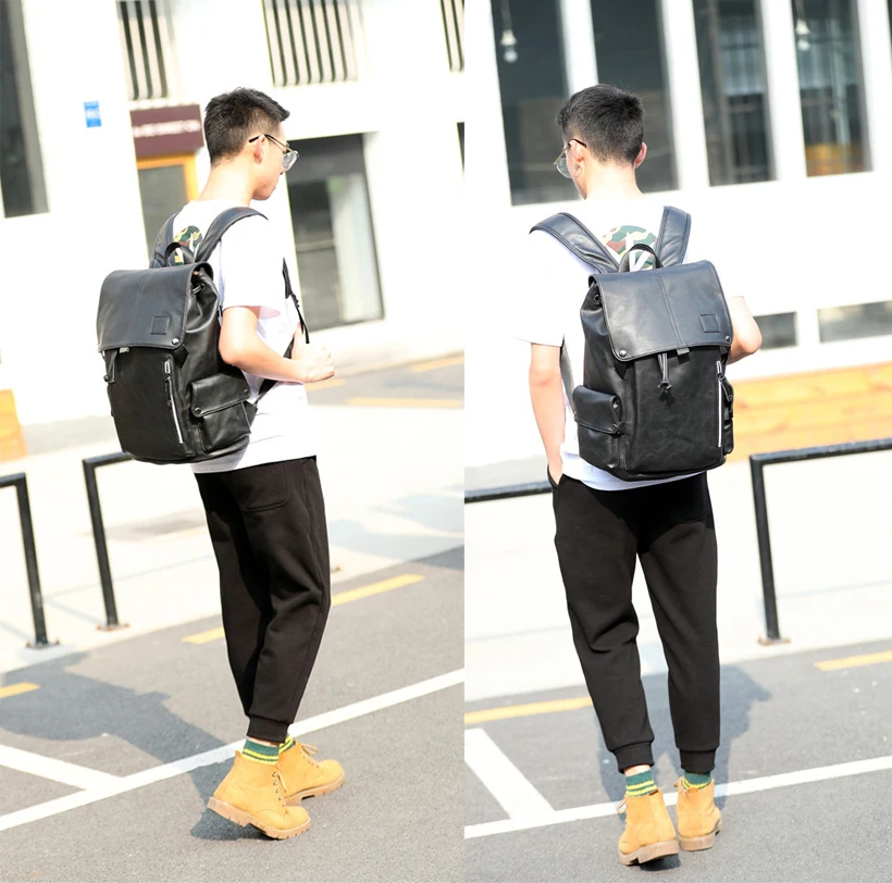 Новые водонепроницаемые толстые мужские рюкзаки из искусственной кожи 16 дюймов