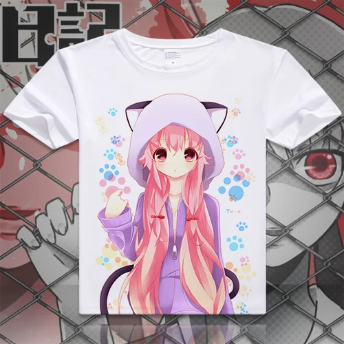 Модная футболка в стиле аниме дневник будущего Mirai Nikki Gasai Yuno карнавальный костюм