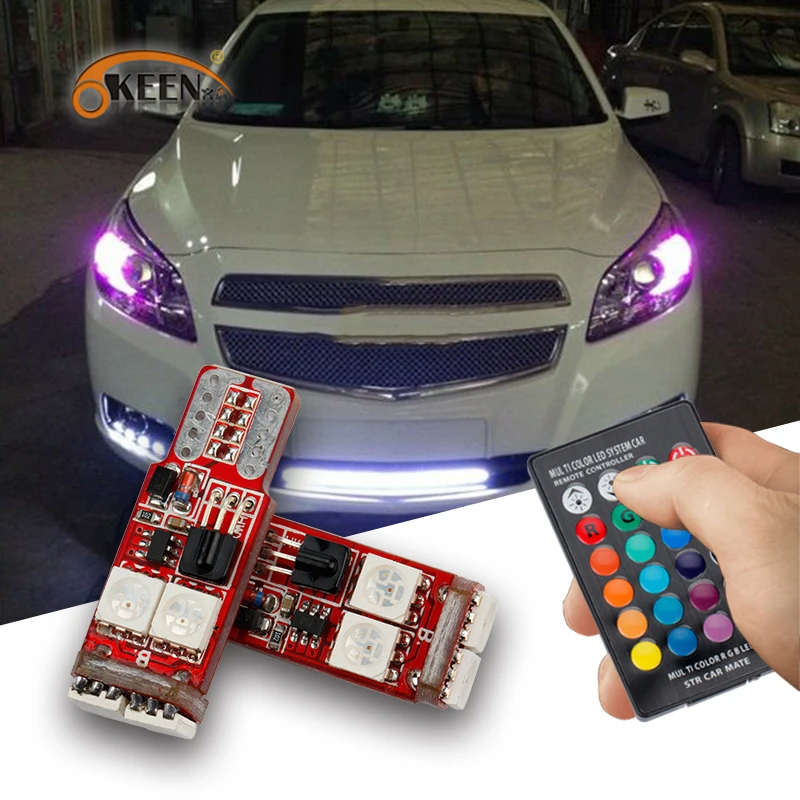 OKEEN 2 шт. RGB Canbus светодиодный головной светильник автомобильный W5W 194 ошибка Клин