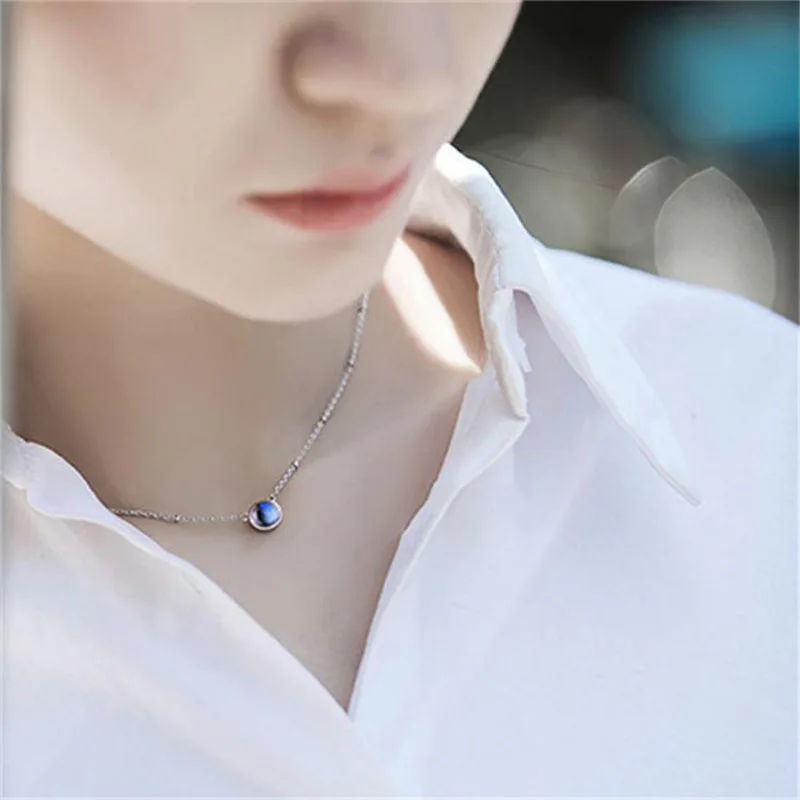 Женское колье с подвеской из серебра 2018 пробы лунным камнем|necklace silver pendant|necklaces