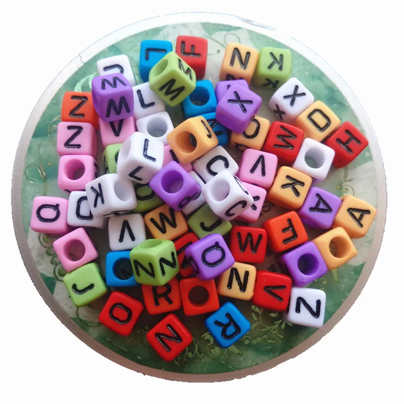 

Newest 6*6MM Cube Shape Assorted Solid Colors A-Z Alphabet Letter Beads DIY Bracelet Ornament Knit Spacer beads 2600pcs