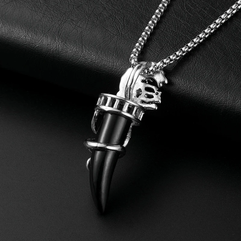 ZFVB Винтаж кристалл зуб волка кулон Цепочки и ожерелья s Для мужчин 316L