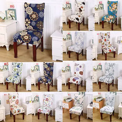 Короткие Обеденная стул в цветочек съемное сиденье эластичный стрейч чехлов
