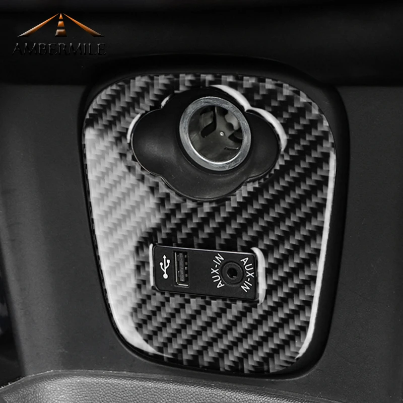 AMBERMILEfor Mini Cooper JCW F55 F56 аксессуары для салона автомобиля из углеродного волокна прикуриватель USB AUX панель консоль крышка наклейка