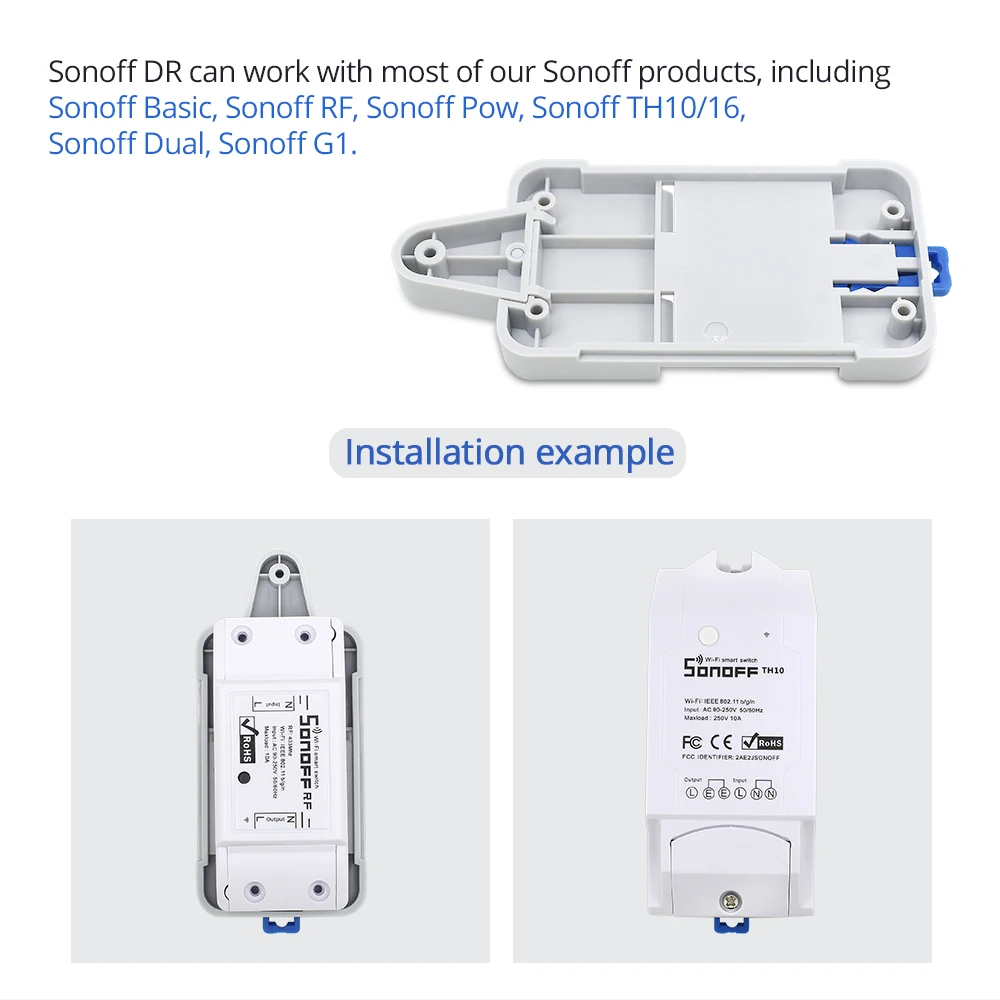 Интеллектуальный выключатель света SONOFF DR DIN Rail регулируемая Монтажная рейка