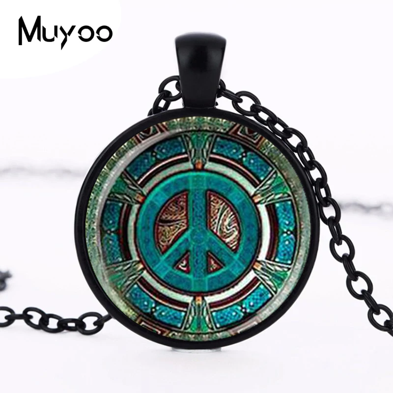 Кулон в виде стеклянного купола Hippie Peace ожерелье ручной работы модные ювелирные