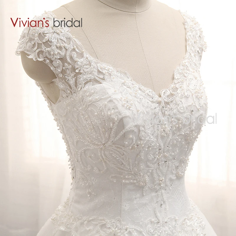 Свадебное платье Vivian's Bridal с v образным вырезом без рукавов ТРАПЕЦИЕВИДНОЕ