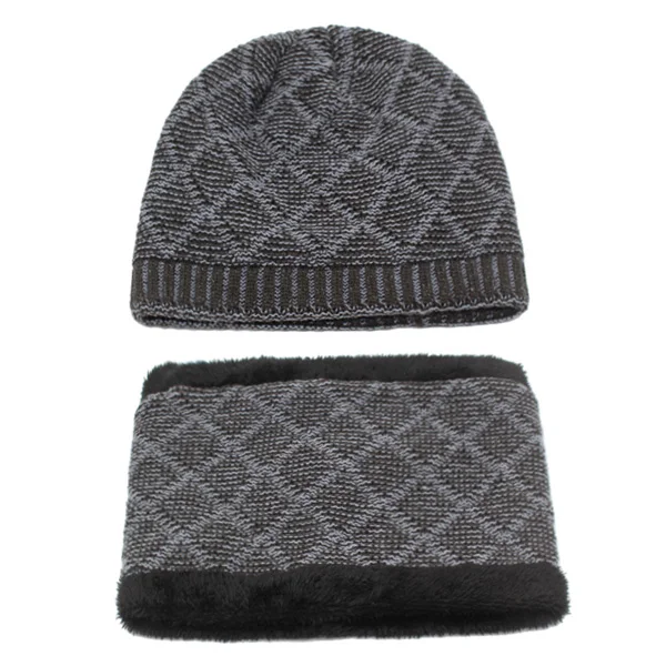 gray set Youbome зимняя вязаная шапка человек шарф Skullies шапочки мужской Для женщин зимние Шапки для Для мужчин теплая маска шерсть толстые шарфы Кепки Шапка-бини - Цвет: gray set