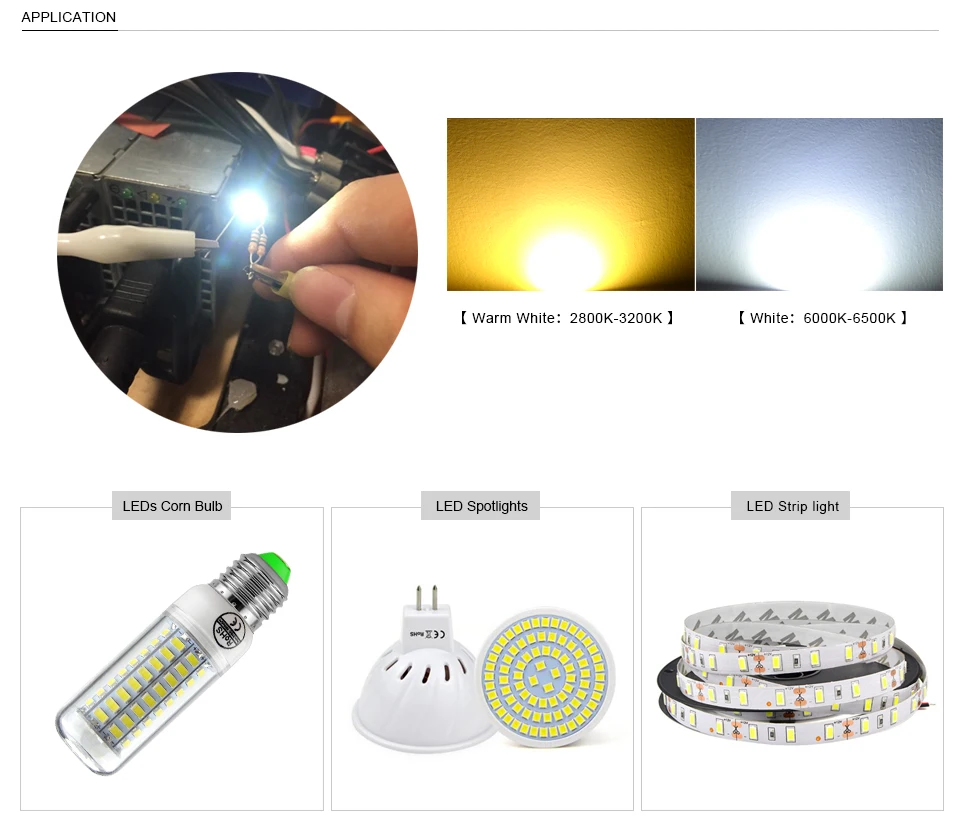 100 шт 5730SMD 2835SMD 0,3 W 0,5 W светодиодный чипы 40-50lm белый/теплый белый SMD светодиодный лампы бисер DIY светодиодный чип для Светодиодный лампочки кукурузы