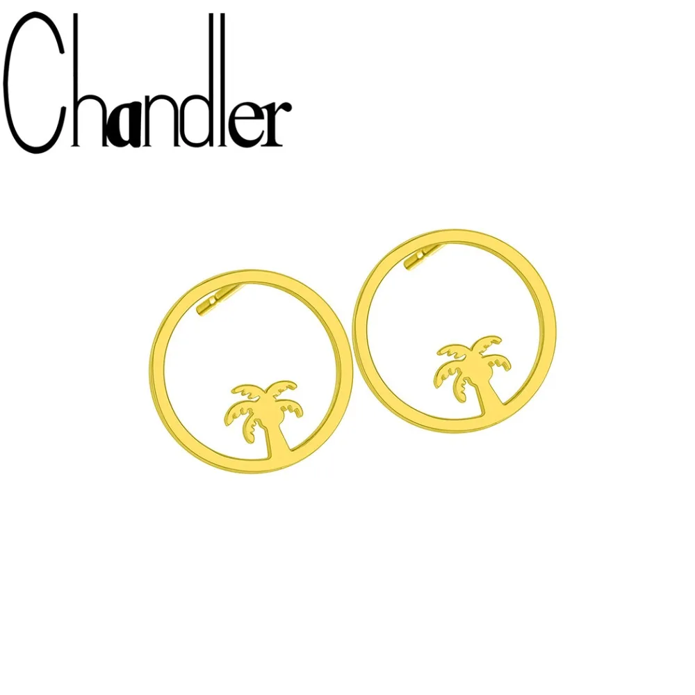 Chandler корейские Изящные серьги с пальмой Большой Круг Подвеска и серьги-подвески