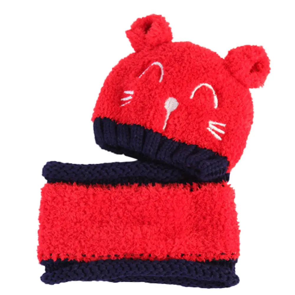 Adorable Hotest Toddler Infant Baby Girls Boys Warm Hat Winter Hooded Scarf Ear flap Knitted Cap Cute Gift Suit For 1-3 T | Детская