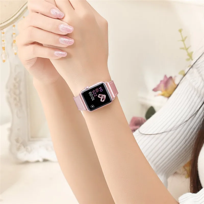 Ремешок для умных часов iWatch Series 1 2 3 сменный кожаный браслет синего цвета 38 мм 42