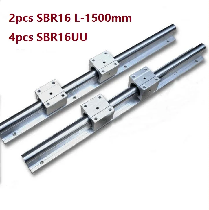 2 шт. SBR16 L 1500mm рельсовая линейная направляющая + 4 SBR16UU блоки линейных подшипников