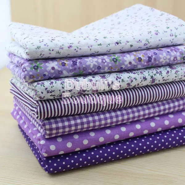 Фиолетовый 7 Ассорти Pre-Cut Шарм Хлопок Одеяло Ткань Жир Квартал Ткани Bundle лучший