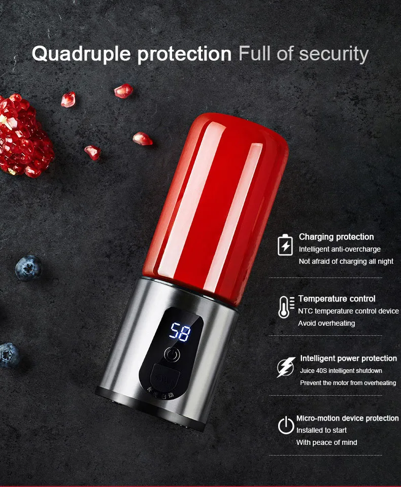 USB перезаряжаемая соковыжималка, Мини Портативная чашка для сока, дорожный блендер для фруктов, электрическая соковыжималка с 4 насадками для резки листьев, бытовая
