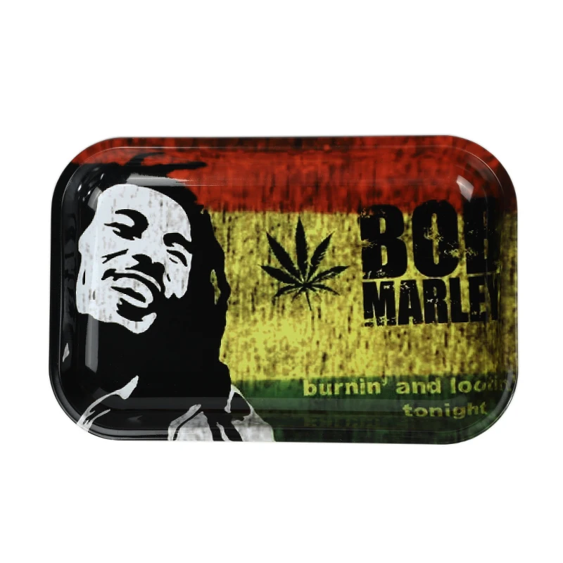 Big size 1pcs Metal Cigarette Tobacco Box Reggae Rasta Printing Pattern Gift Box Cigarette Holder Herb Storage Case 28.8*19cm