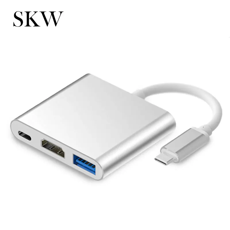 SKW T C004 type C к HDMI + USB Тип конвертер адаптер док станция 1 В и 3 выход для Apple ноутбук