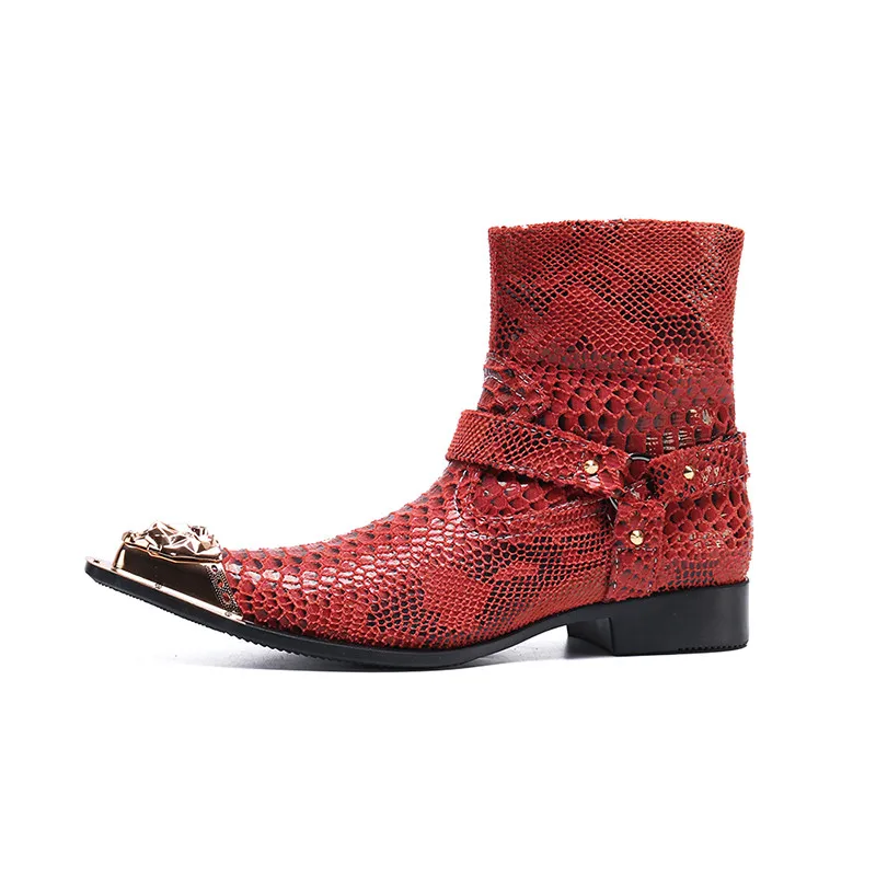 Высококачественные роскошные кроссовки с заклепками красная змеиная воловья