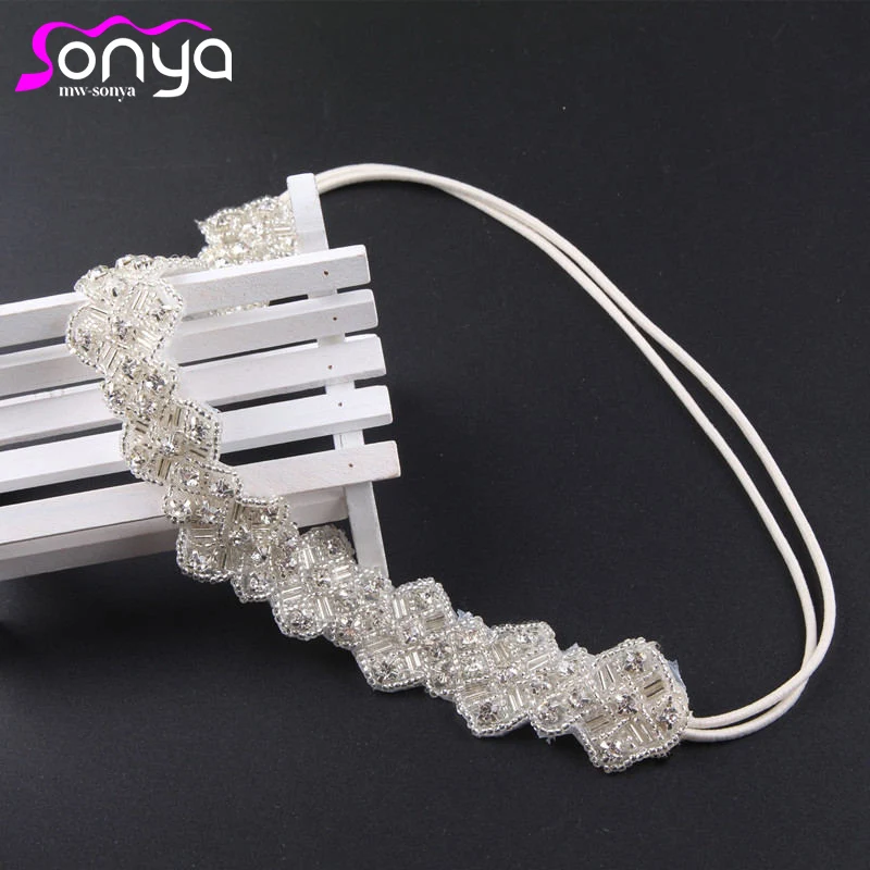 Эластичные повязки для женщин белые свадебные аксессуары волос акриловые бусины