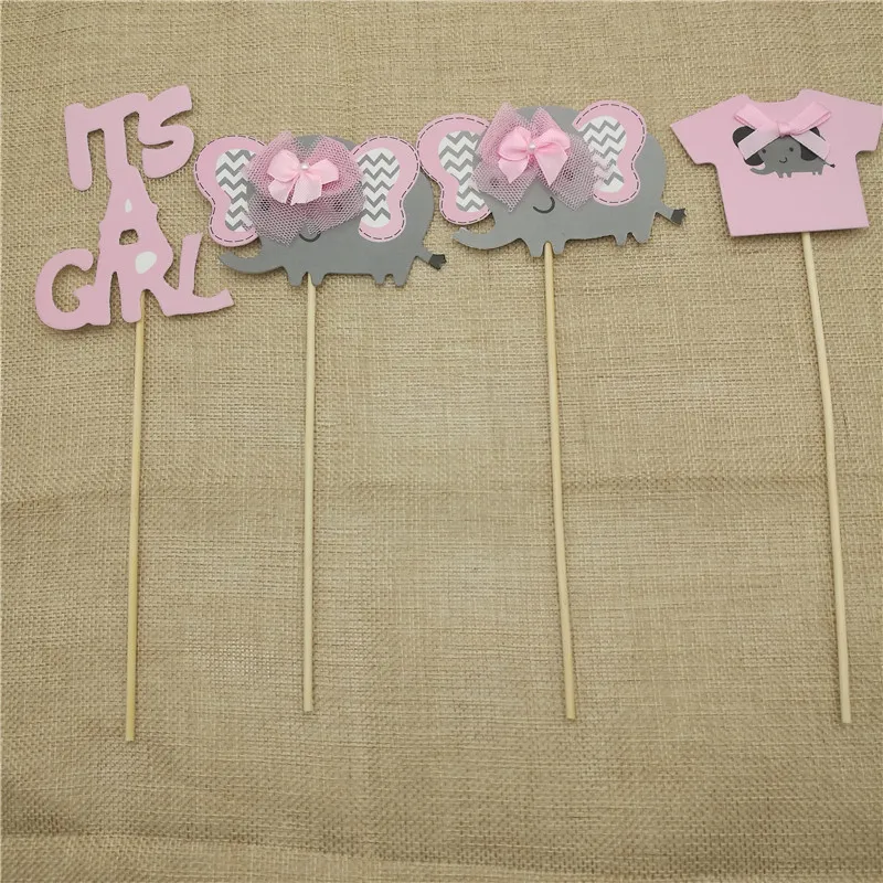 Chicinlife 4pcs Elephant It s a boy girl торт Topper Baby Shower детский день рождения украшение торта