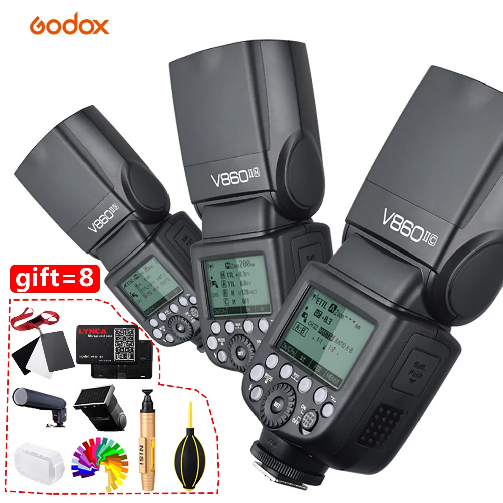Вспышка Godox V860II для камеры GN60 HSS TTL вспышка триггер вспышки Canon Nikon Sony Olympus Fujifilm