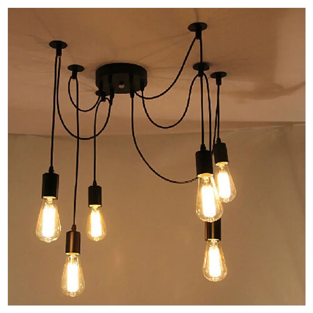 New Hot Pendant Light Retro Industrial Antique Edison Adjustable DIY Ceiling Spider Lamp E27 Drop Shopping | Лампы и освещение