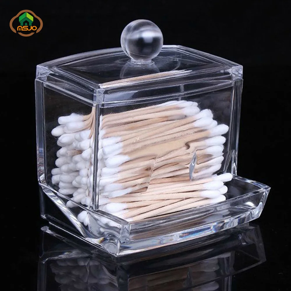 Msjo органайзер для макияжа хлопок тампон коробка акриловый хранения