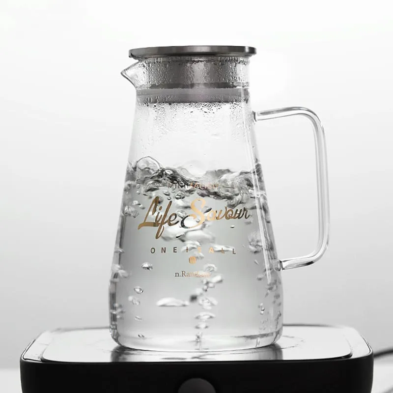 1500ml-2600ml Brief Cold Water Pot Transparent Glass Large Capacity Teapot / Handle Pots Lemon Juice Milk Kettles Home Drinkware | Дом и сад