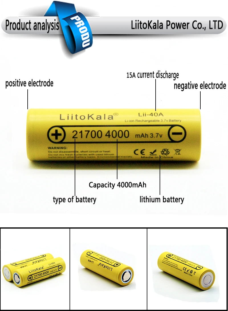 Li-ion 3,7 V 21700 4000 mAh Li-Ion 14,8 W литий-ионный аккумулятор Перезаряжаемый маяком Электрический велосипед инструмент