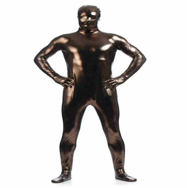 

(MZS016) Coffee Shiny Metallic Tights for classic halloween costumes Unisex original Fetish Zentai Suits