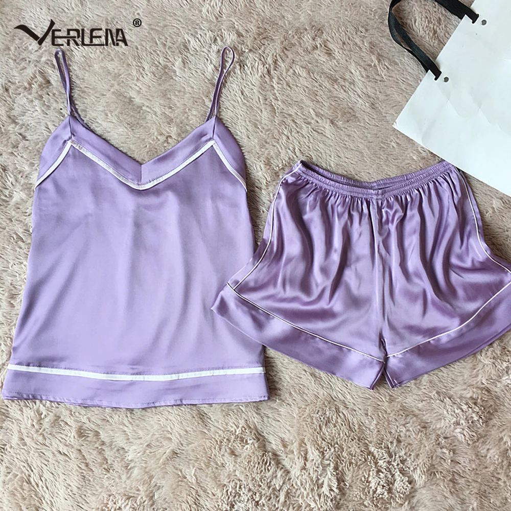 Verlena 2018 Новый Простой чистый дизайн пижамный комплект полосатый лоскутный