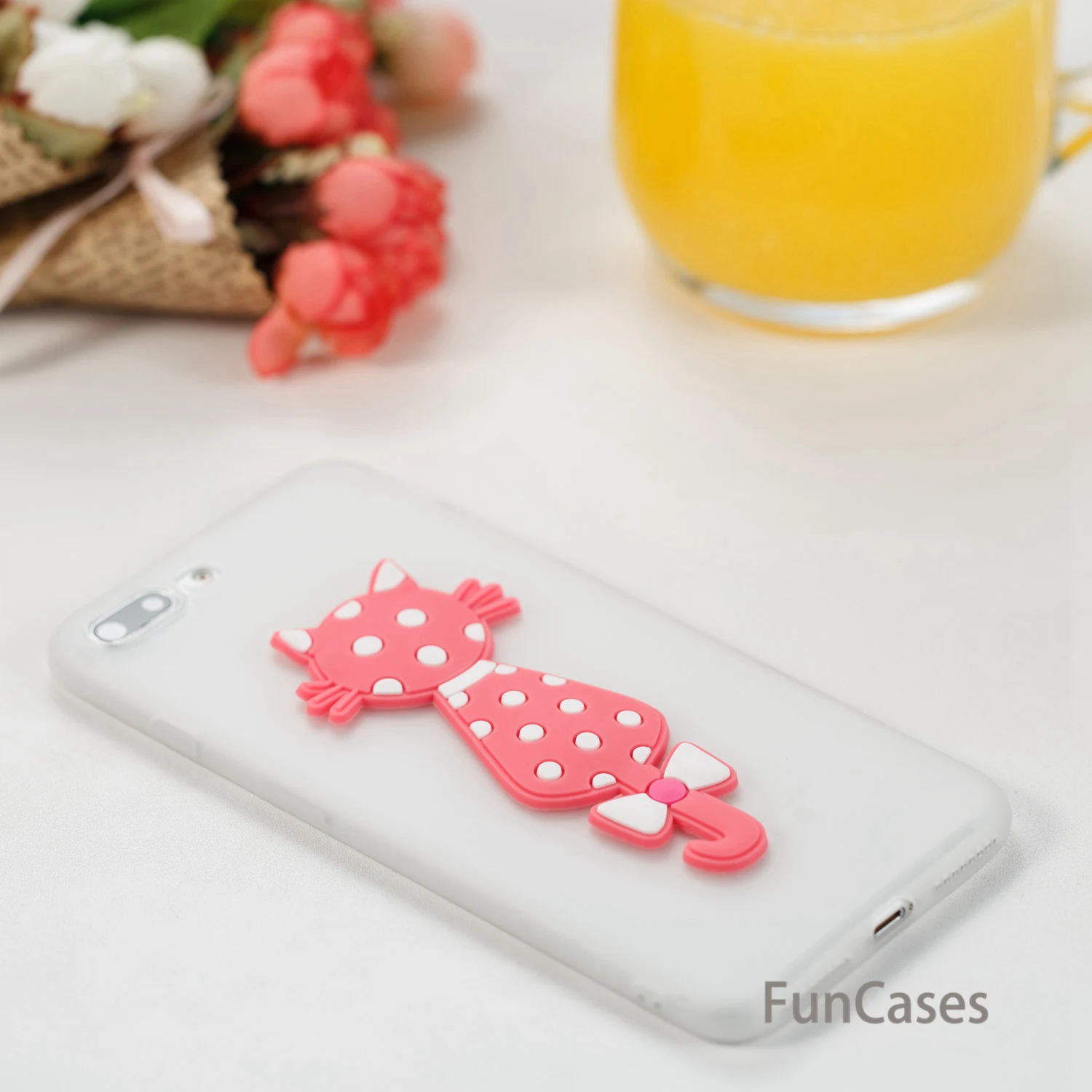 Прекрасный случай кошка СПС Carcasa iPhone 7 Plus Мягкая силиконовая задняя крышка