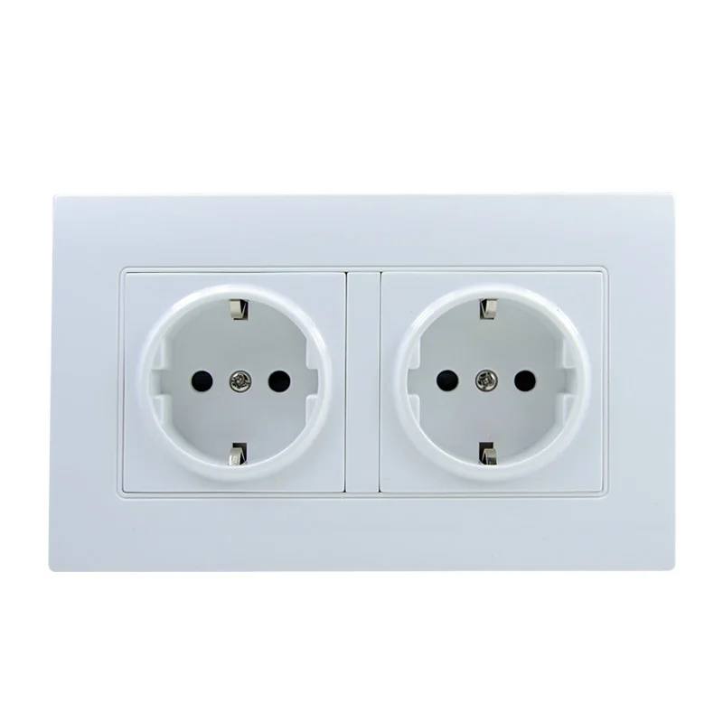 

5 Pieces PC double standard power outlet socket panel with European standard 250V 16A style wall socket A8-066