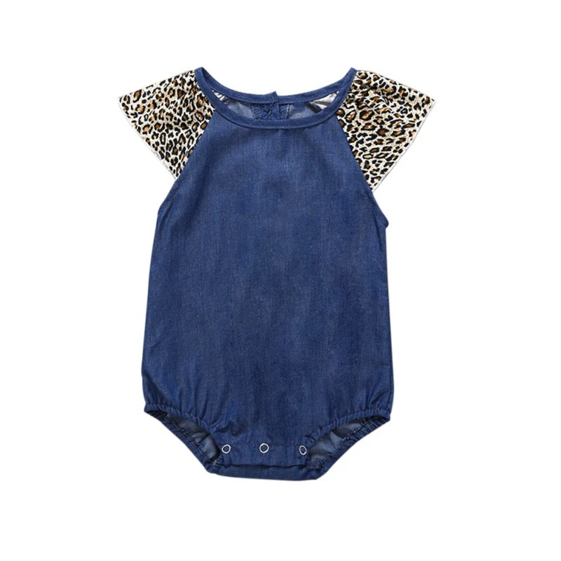3Pcs Baby Set Newborn Girls Rompers Infant Flare Sleeve Cotton Leopard Print Shorts Headband Clothes Sets | Мать и ребенок