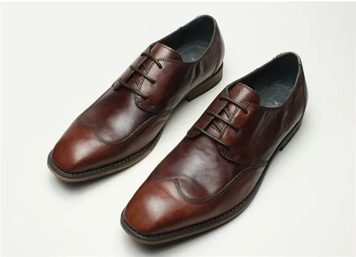 Мужские туфли оксфорды в деловом стиле Обувь ручной работы Туфли на шнуровке с