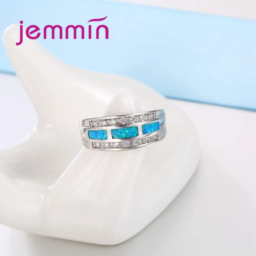 Женское кольцо стразы из серебра 925 пробы с голубым огненным опалом|ring ring|ring with