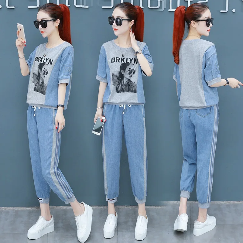 

Casual Women 2 Piece Set Top And Pants Korean Women's Summer Suit Women's Tracksuits Ensemble Femme Deux Pieces Women's Suit