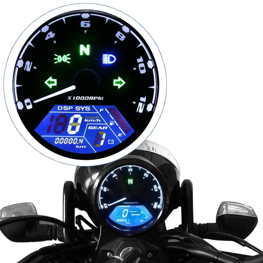

Motorcycle LCD Digital Tachometer Speedometer Odometer for Boat Marine Scooter ATV Part