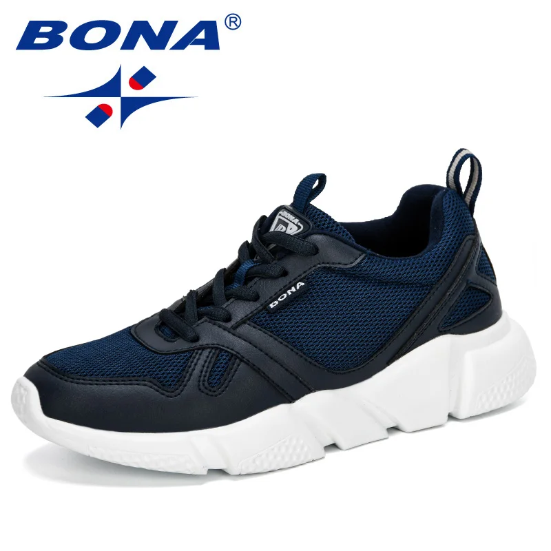 Deep blue BONA/Новинка года; стильные уличные дышащие кроссовки на не сужающемся книзу массивном каблуке; женские кроссовки на платформе; Повседневная Удобная женская обувь - Цвет: Deep blue