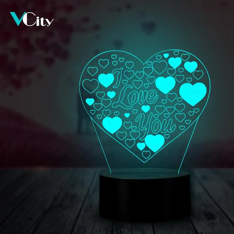 3D светодиодный ночник VCity подаросветильник RGB светильник для любимых подарок на