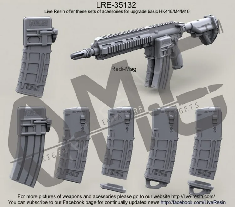 Набор журналов из смолы 2 M16/M4/AR15/HK416 серия Live 1/35 M16/M4/AR15/HK416|Наборы для сборки