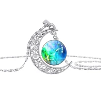 10 new time hollow half moon planet zodiac necklace star sky universe planet 12 constellation logo crescent necklace jewelry